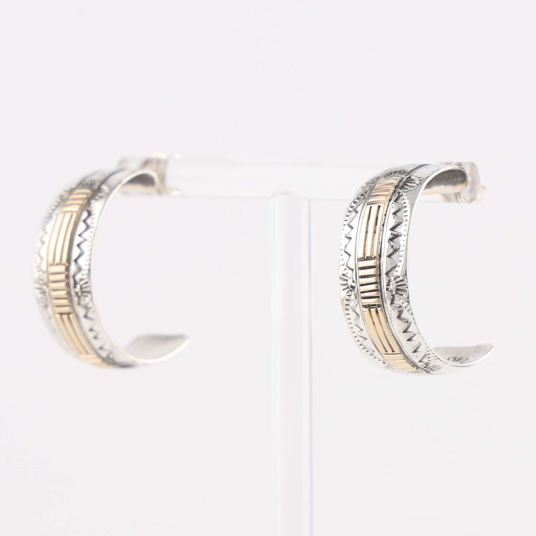 Gold on Silver Hoop Earrings