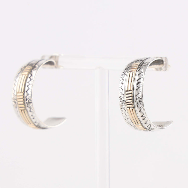 Gold on Silver Hoop Earrings