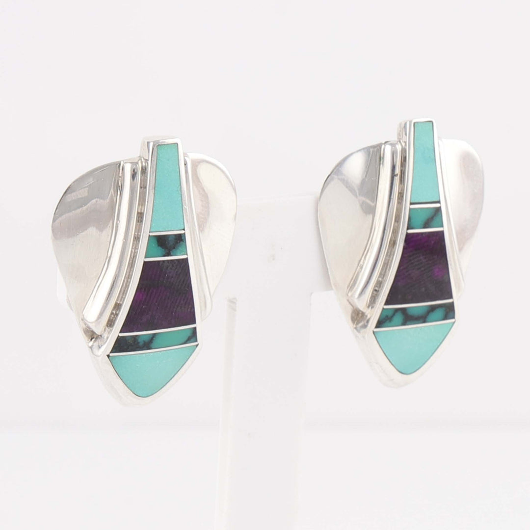 Navajo Inlay Clip Earrings
