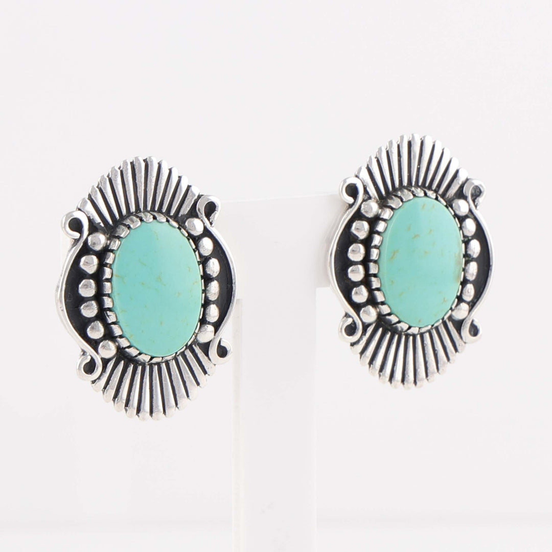 Kingman Turquoise Clip Earrings