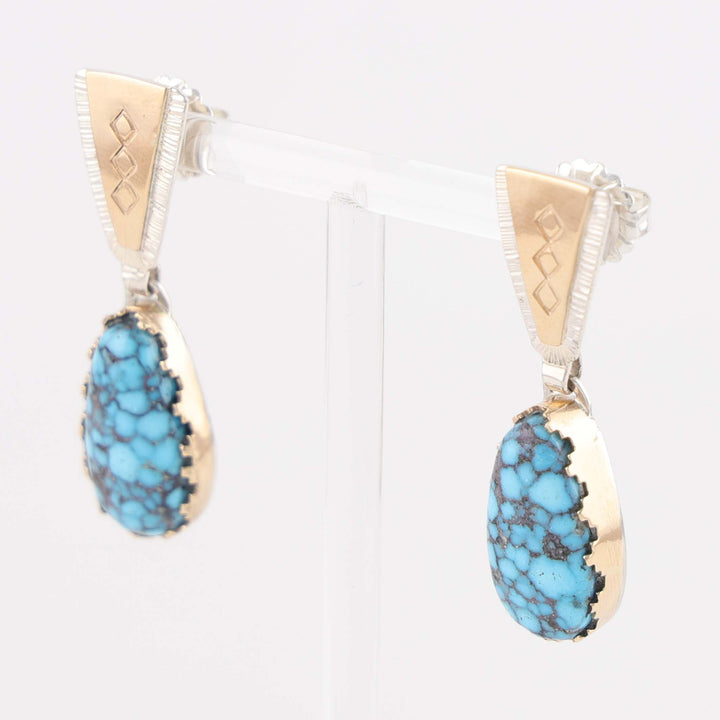 Kingman Turquoise and Gold Earrings
