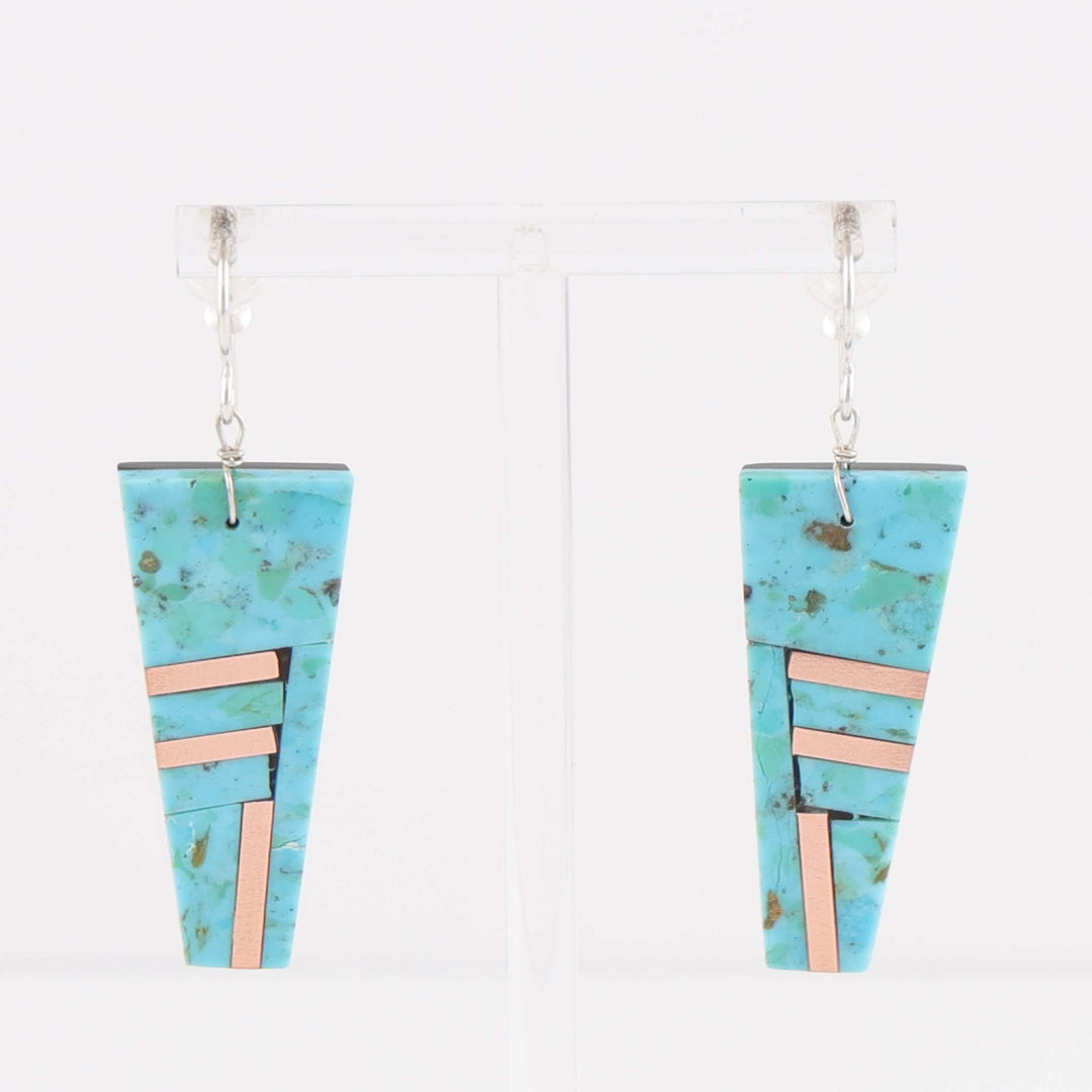 Kingman Turquoise and Copper Earrings