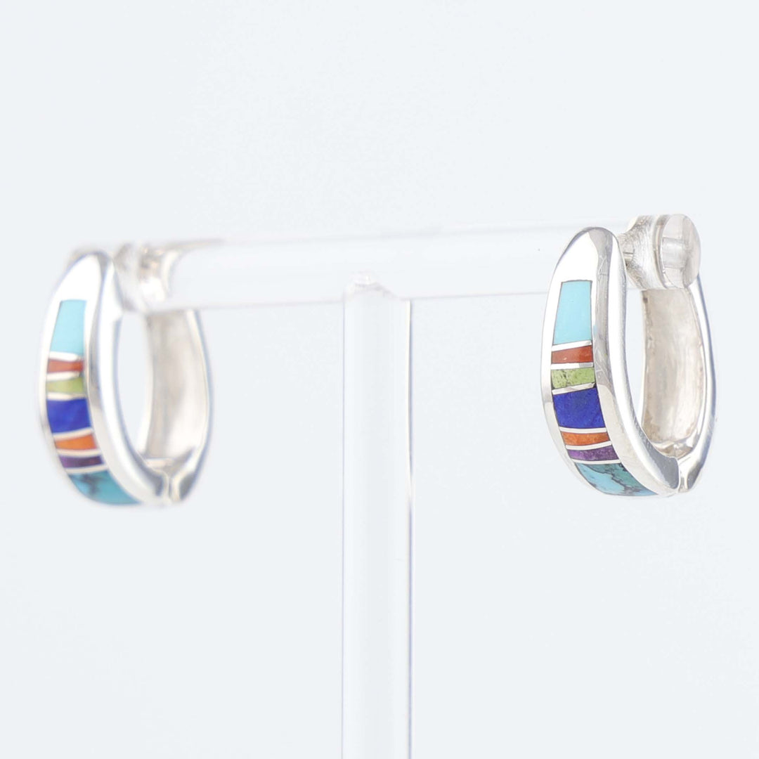 Navajo Inlay Huggie Earrings