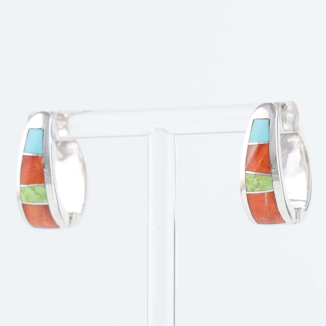 Navajo Inlay Huggie Earrings