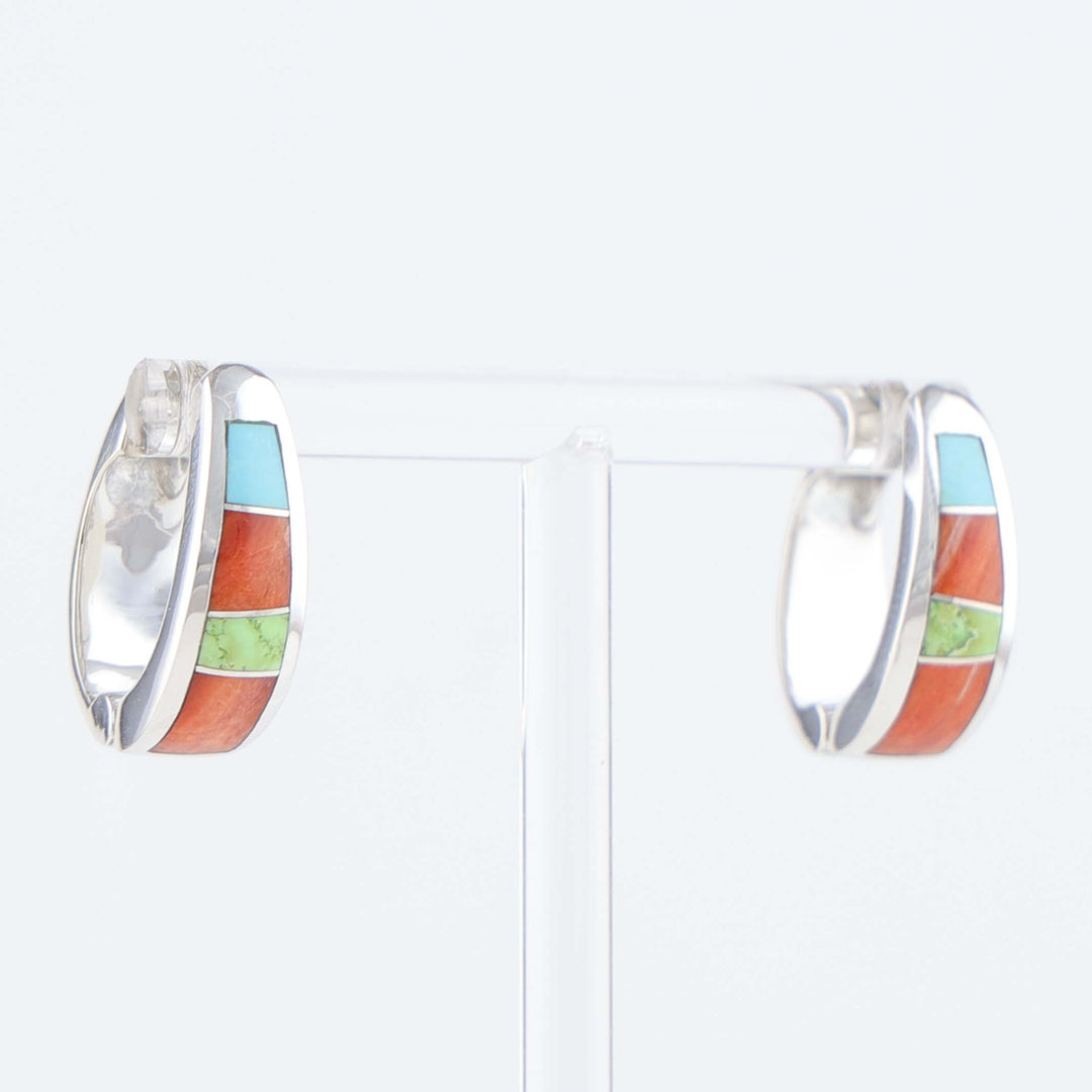 Navajo Inlay Huggie Earrings