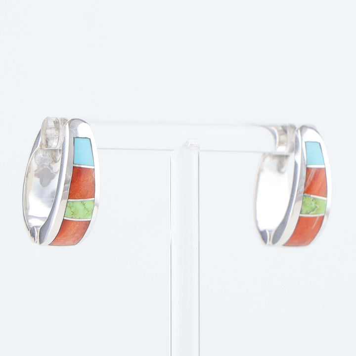 Navajo Inlay Huggie Earrings