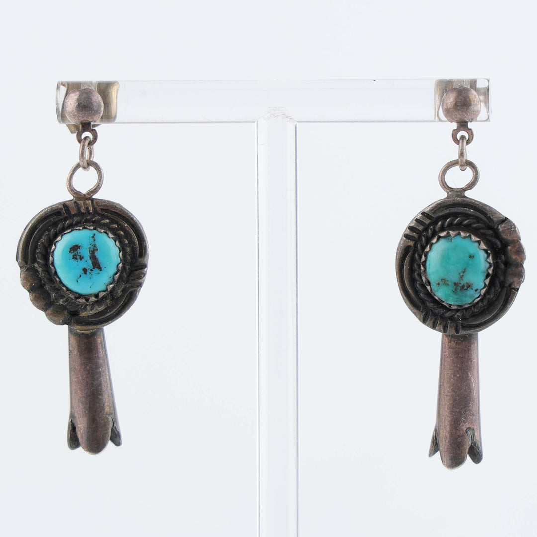 1970s Navajo Turquoise Squash Blossom Earrings