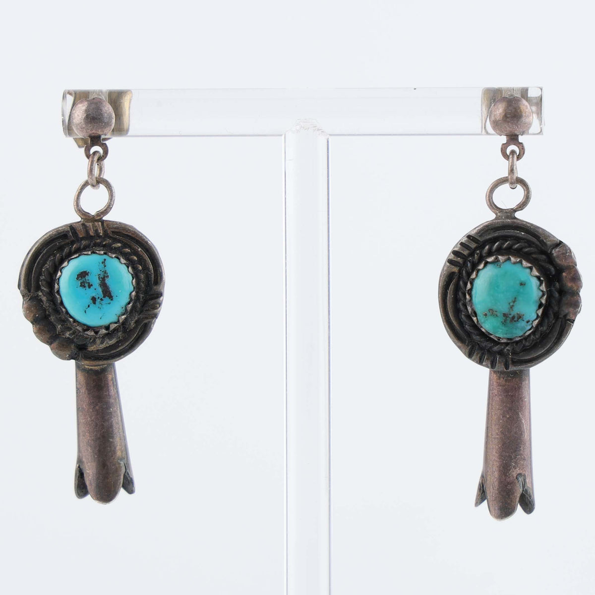1970s Navajo Turquoise Squash Blossom Earrings