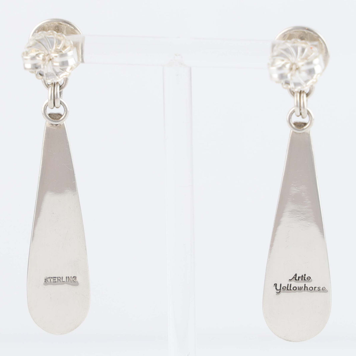Navajo Silver Teardrop Dangle Earrings by Artie Yellowhorse