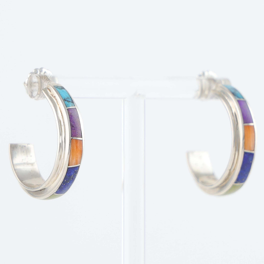 Navajo Inlay Hoop Earrings