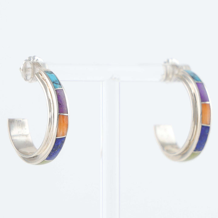 Navajo Inlay Hoop Earrings