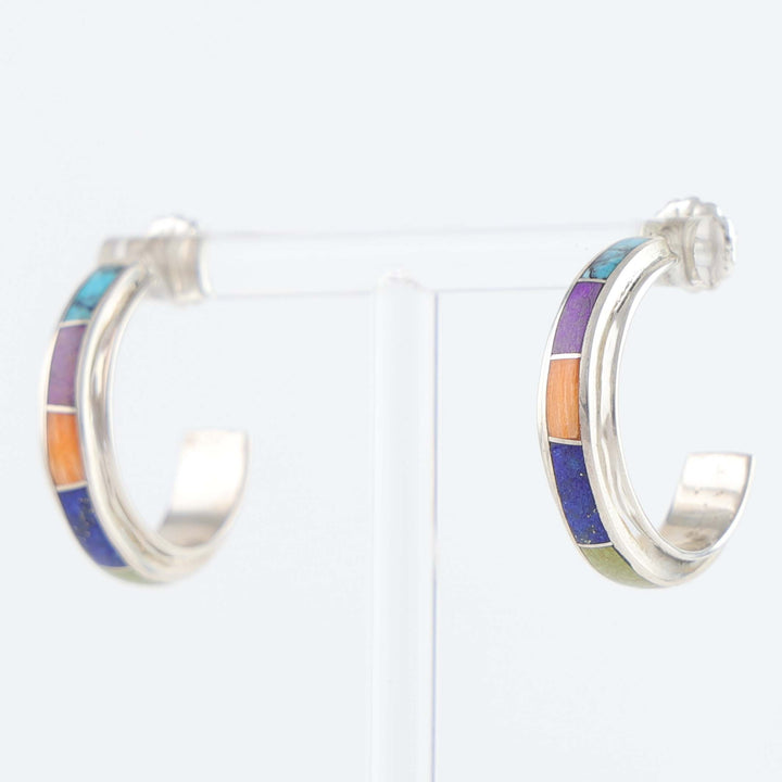 Navajo Inlay Hoop Earrings