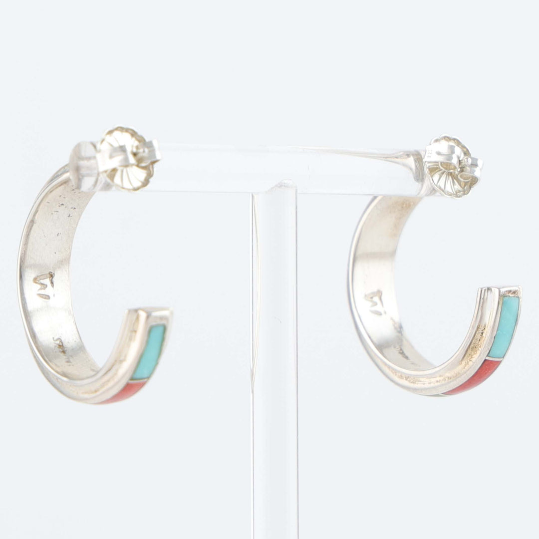 Navajo Inlay Hoop Earrings