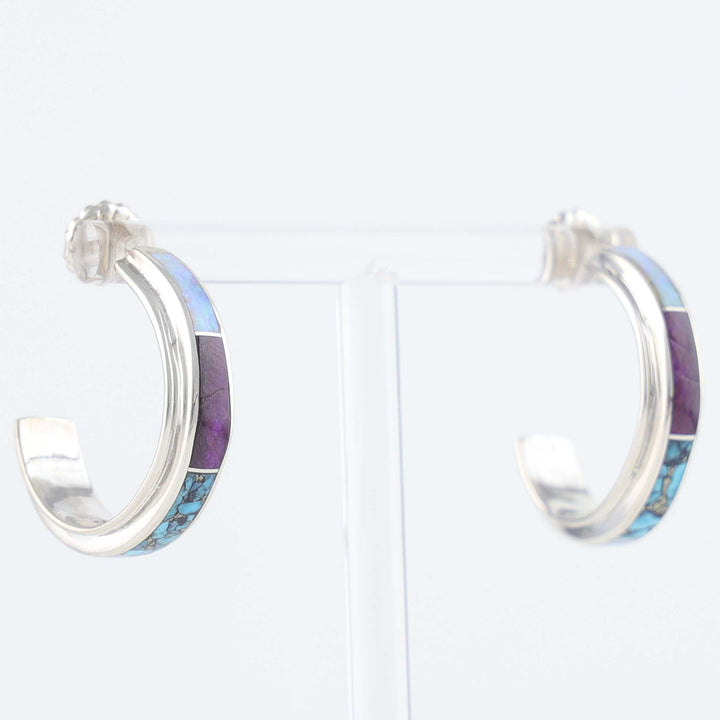Navajo Inlay Hoop Earrings