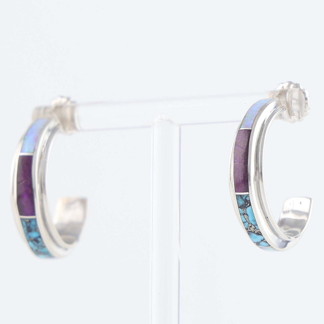 Navajo Inlay Hoop Earrings