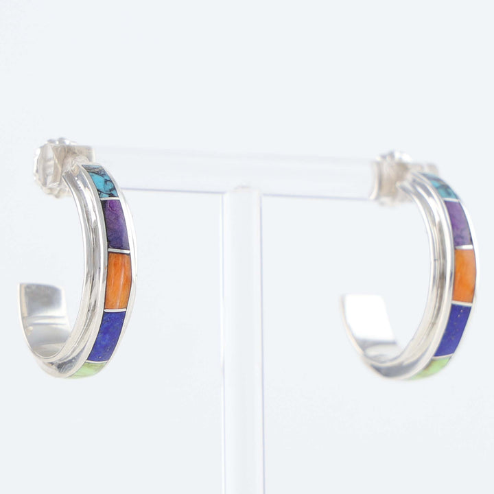 Navajo Inlay Hoop Earrings
