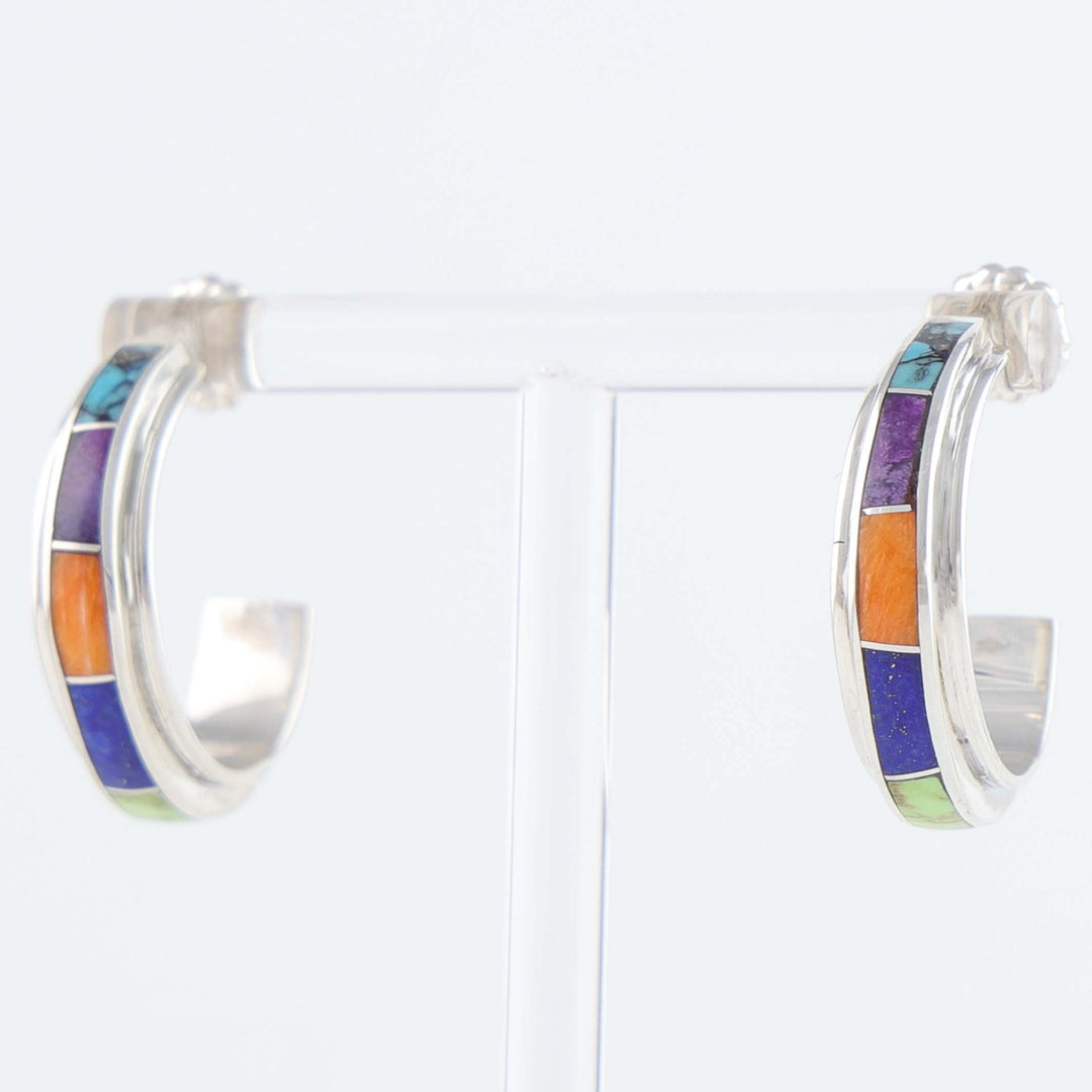 Navajo Inlay Hoop Earrings