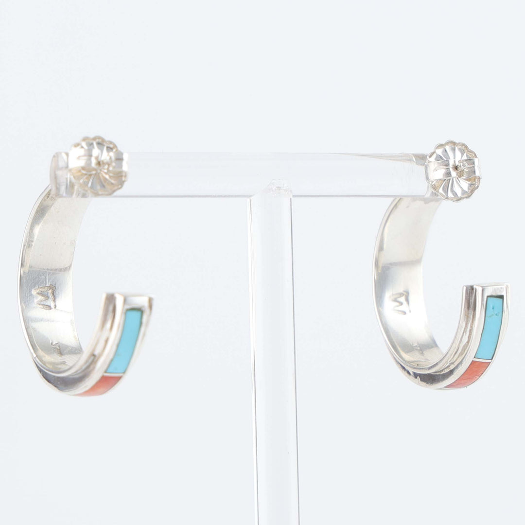 Navajo Inlay Hoop Earrings