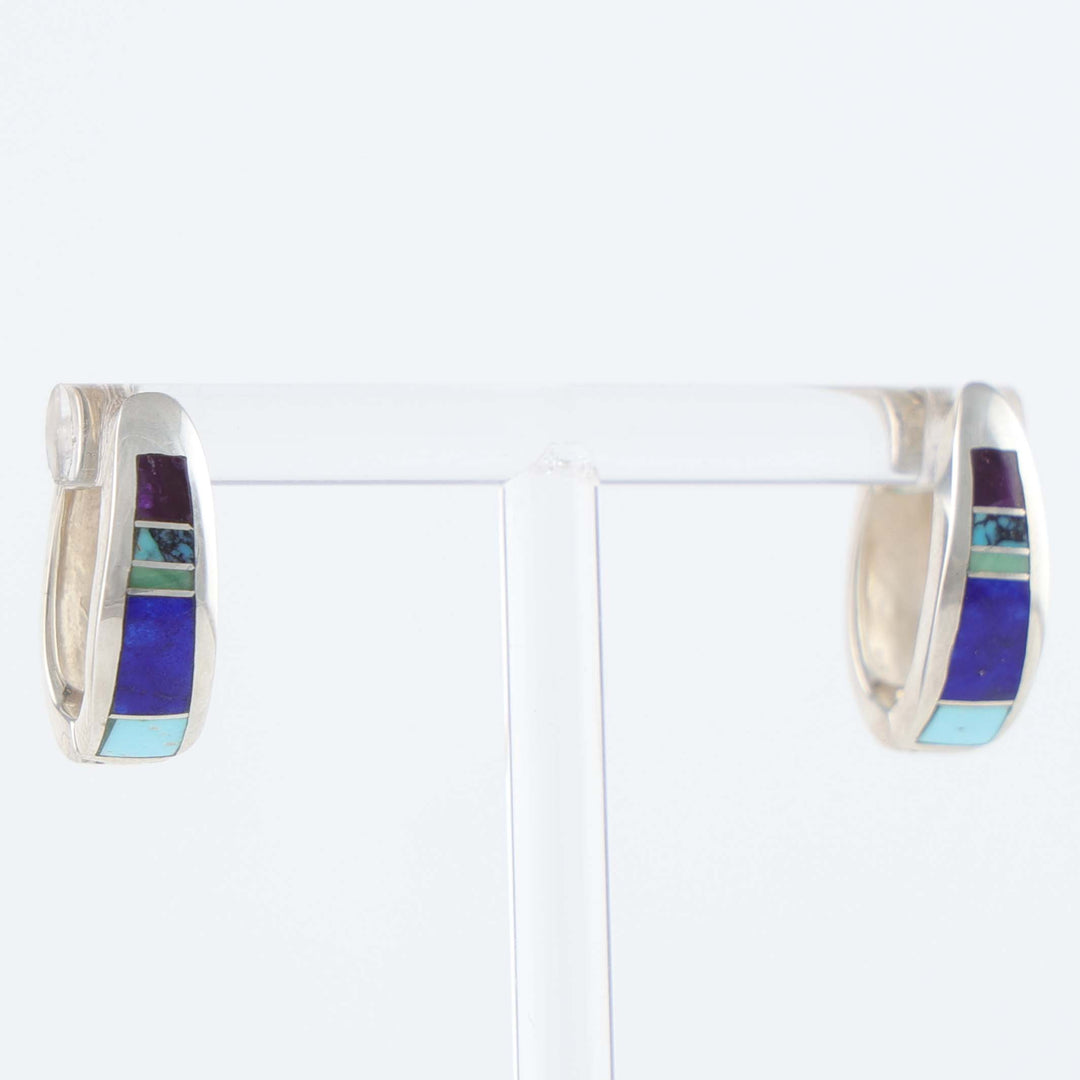 Navajo Inlay Huggie Earings