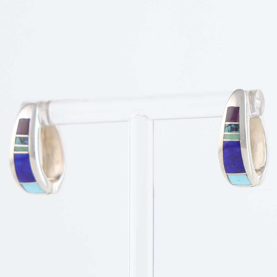 Navajo Inlay Huggie Earings