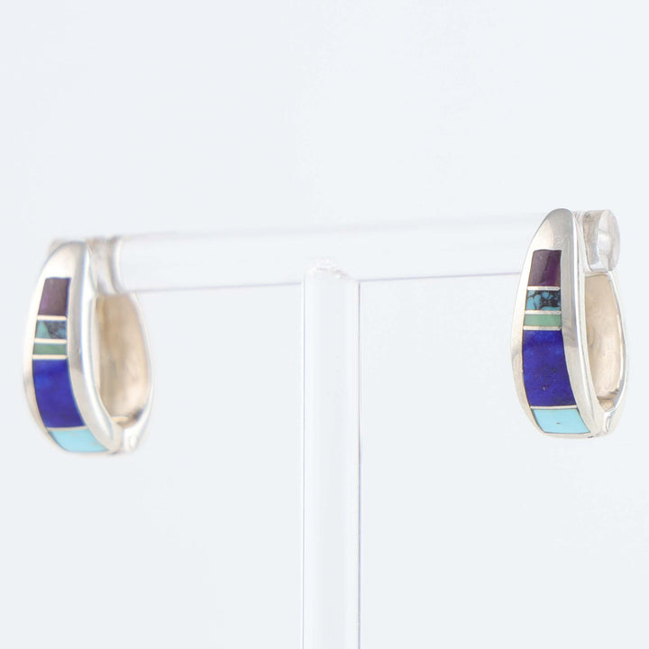 Navajo Inlay Huggie Earings