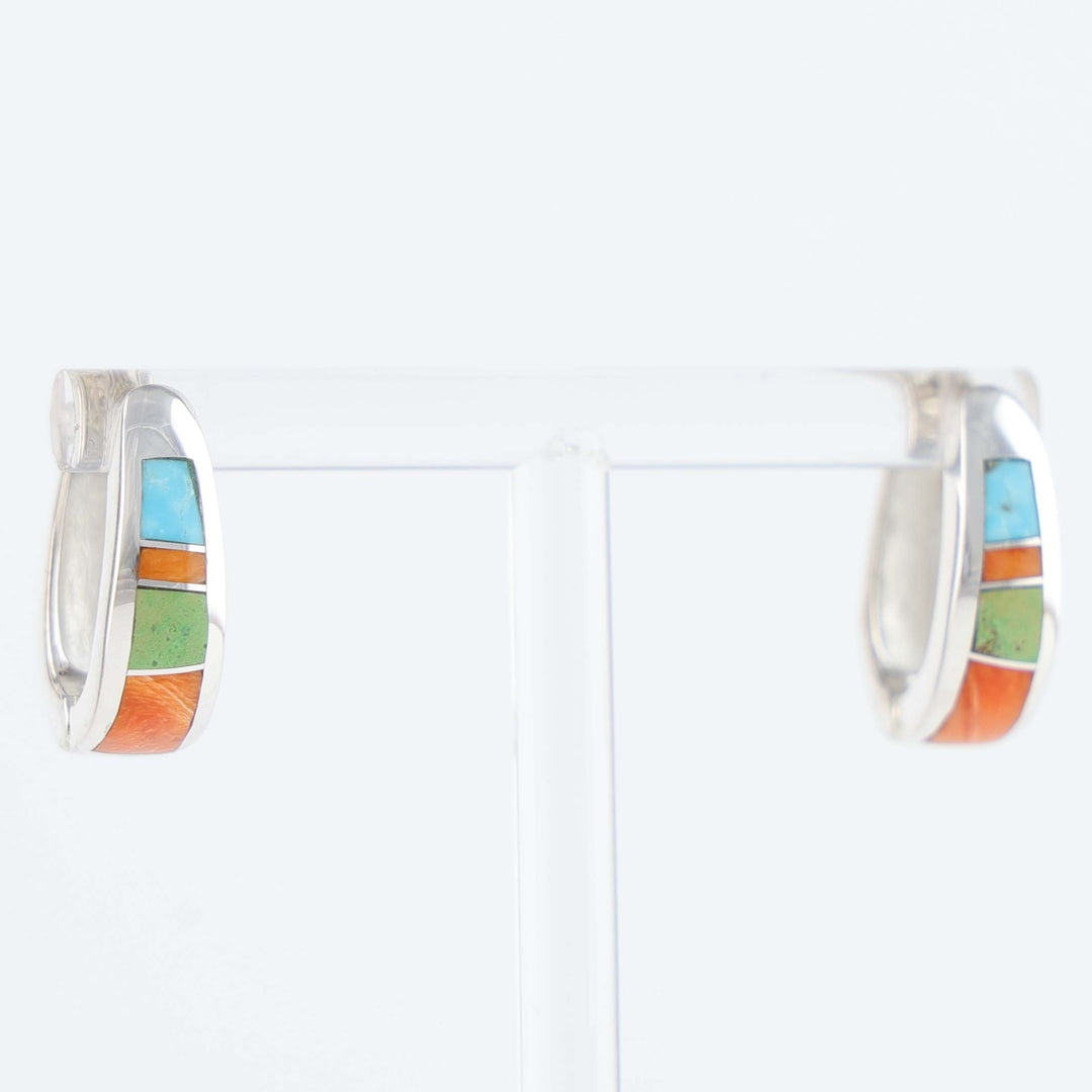 Navajo Inlay Huggie Earrings