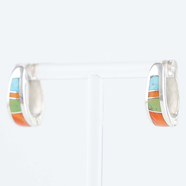 Navajo Inlay Huggie Earrings