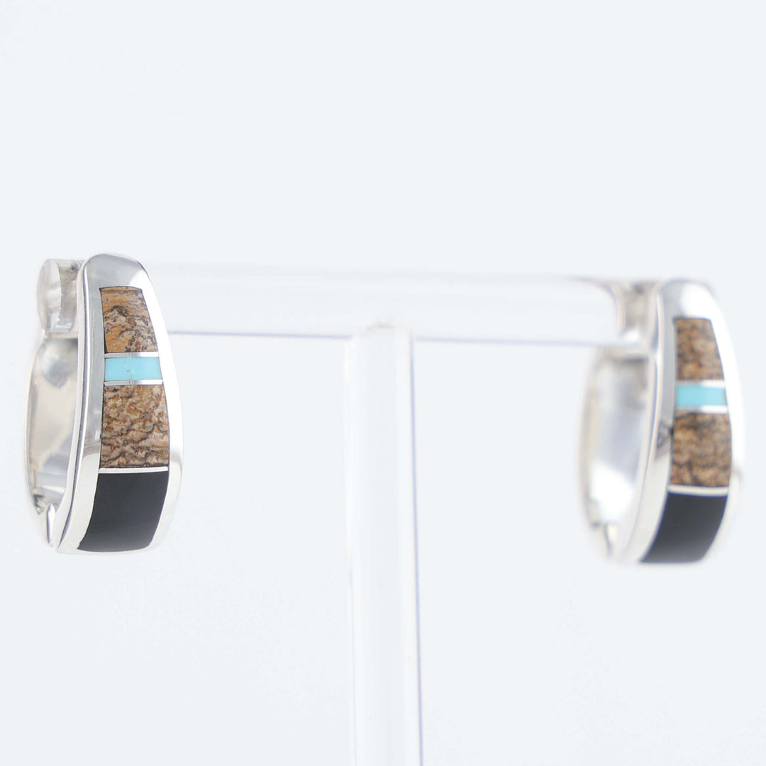 Navajo Inlay Huggie Earirngs