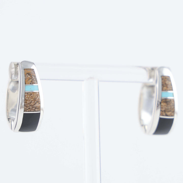 Navajo Inlay Huggie Earirngs