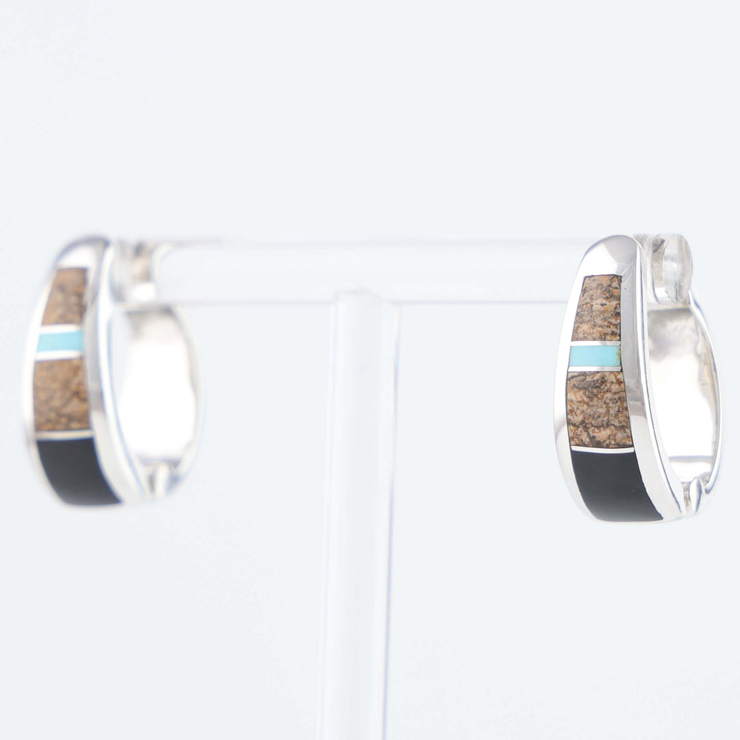 Navajo Inlay Huggie Earirngs