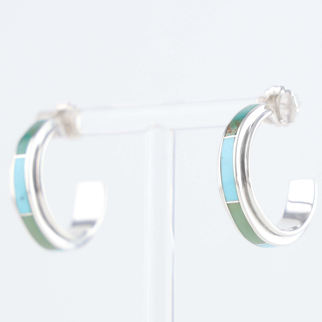 Navajo Inlay Hoop Earrings