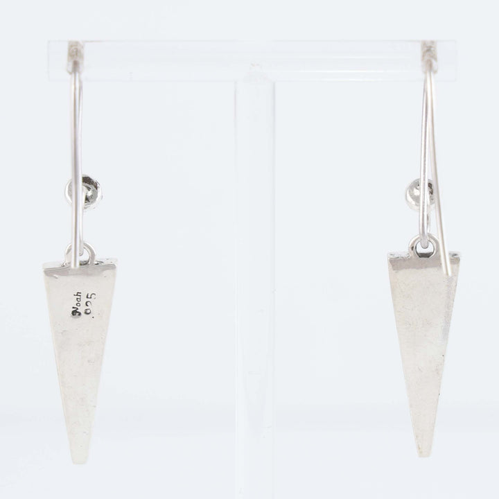 Coral Inlay Triangle Earrings