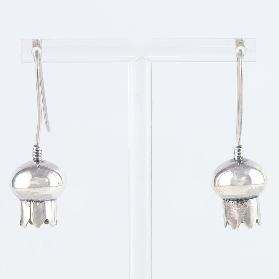 Mexican Silver Squash Blossom Earrings