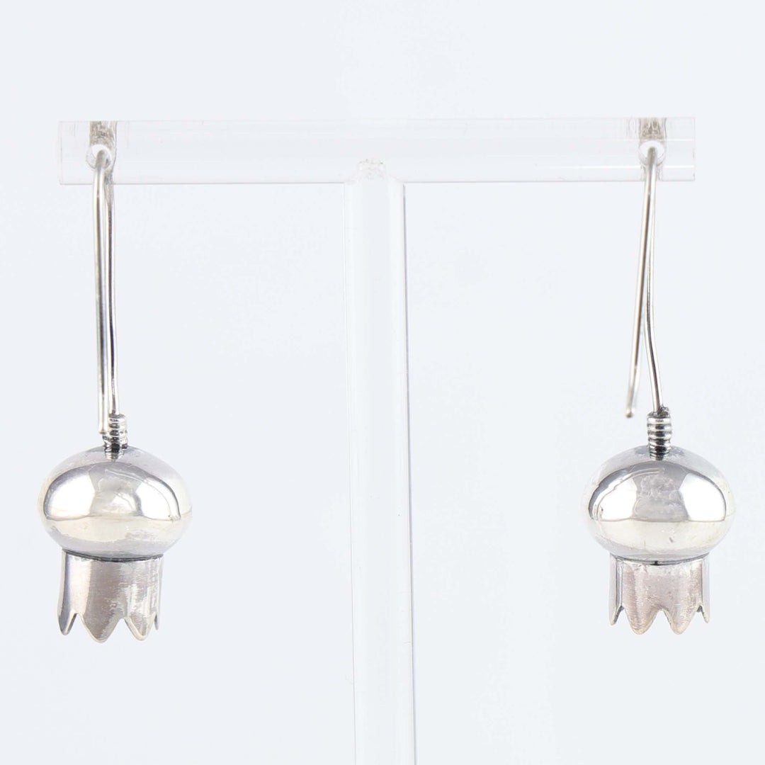 Mexican Silver Squash Blossom Earrings
