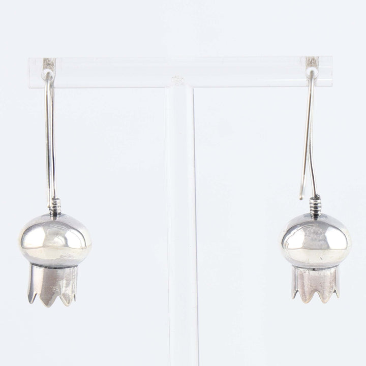 Mexican Silver Squash Blossom Earrings