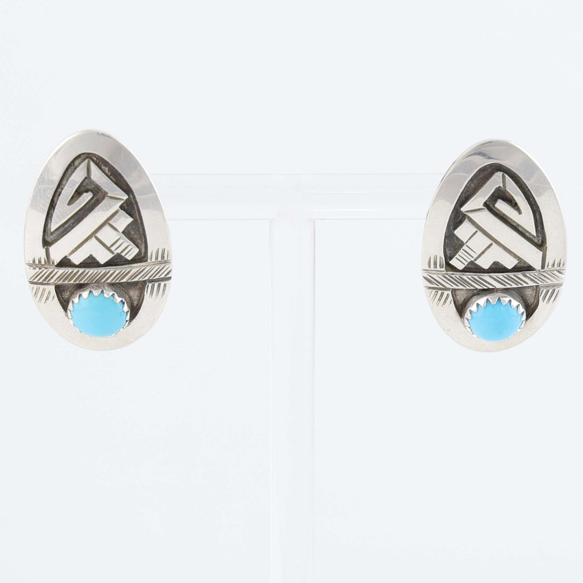 Navajo Sleeping Beauty Turquoise Earrings by Peter Nelson