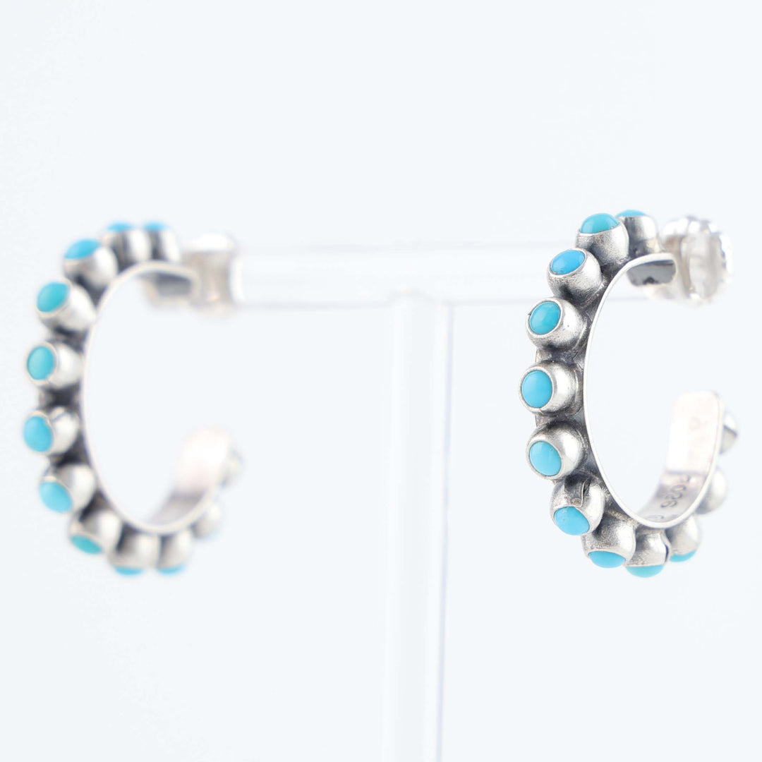 Sleeping Beauty Turquoise Hoop Earrings