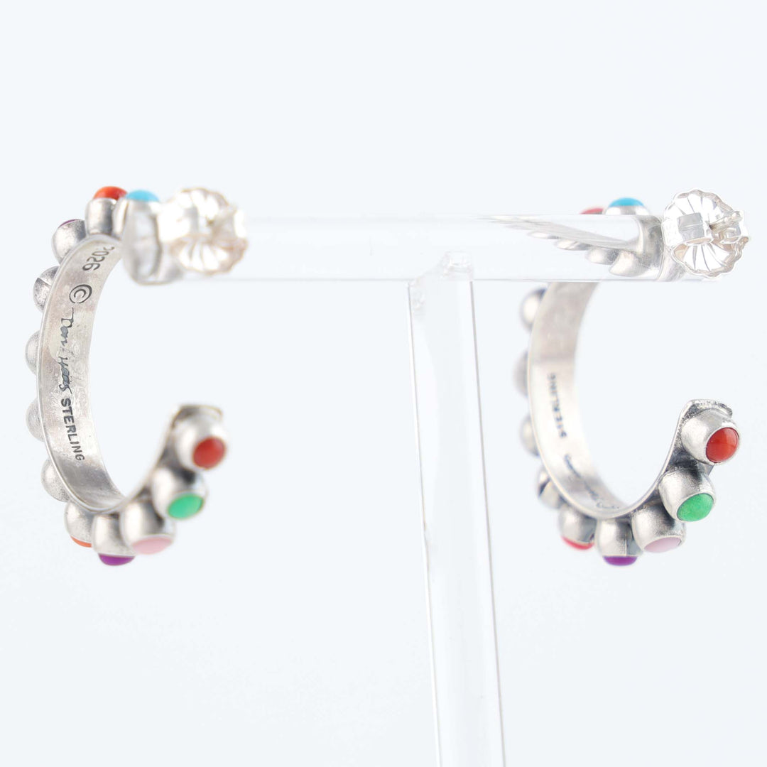 Multi-Stone Hoop Earrings