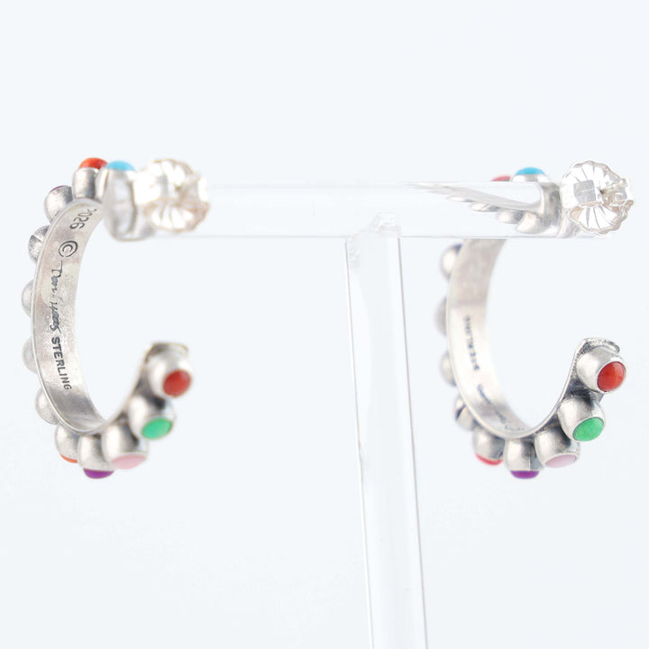 Multi-Stone Hoop Earrings