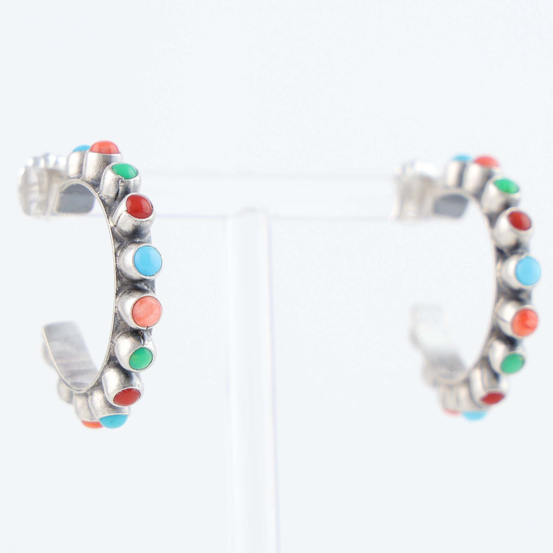 Multi-Stone Turquoise Hoop Earrings