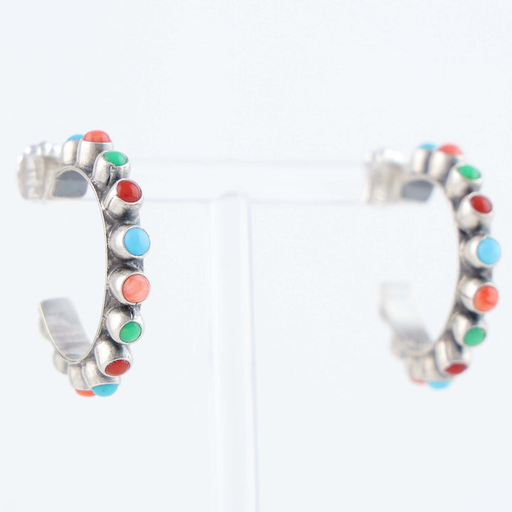Multi-Stone Turquoise Hoop Earrings