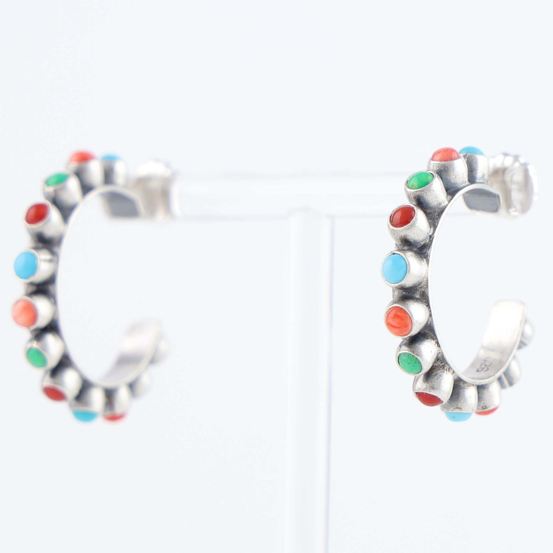 Multi-Stone Turquoise Hoop Earrings