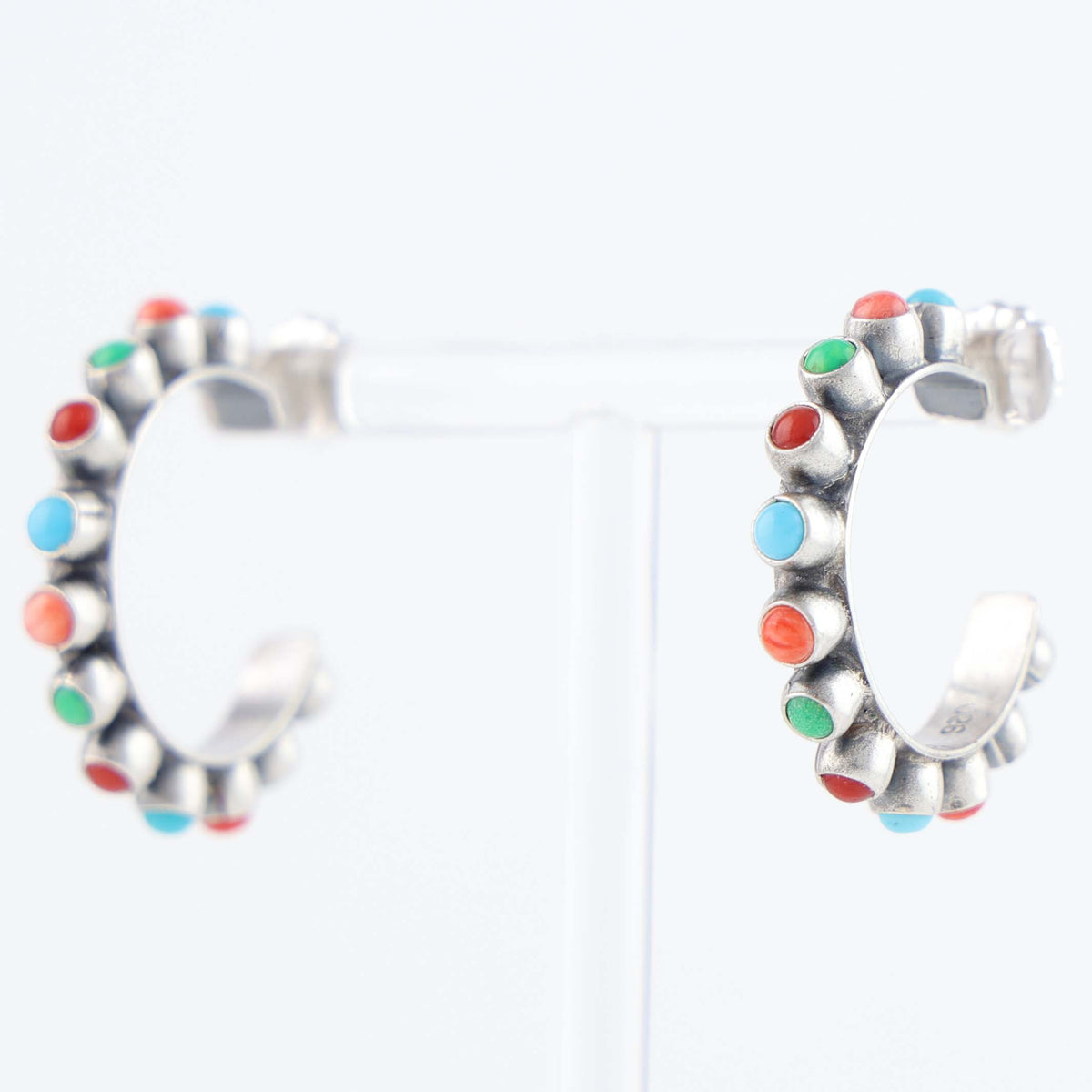Multi-Stone Turquoise Hoop Earrings by Don Lucas