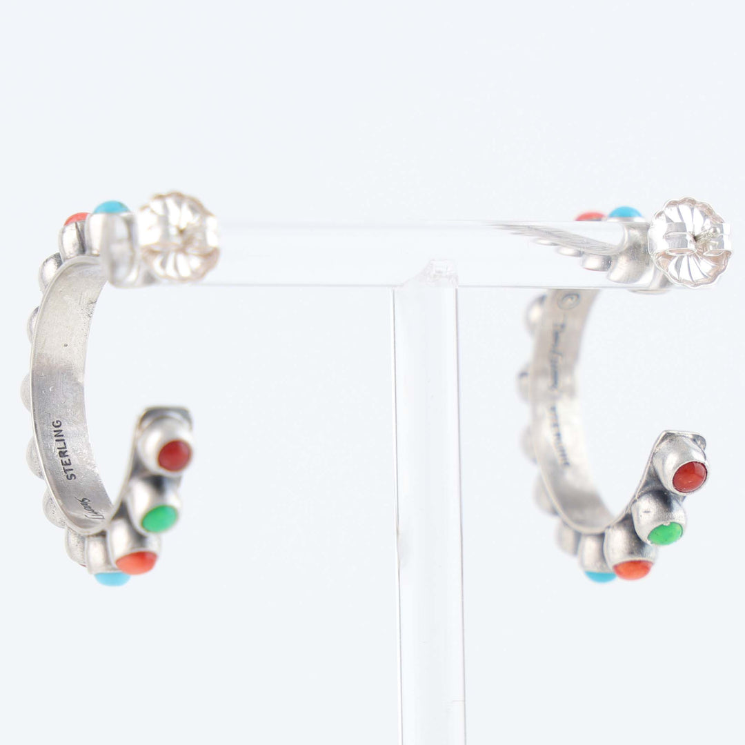 Multi-Stone Turquoise Hoop Earrings