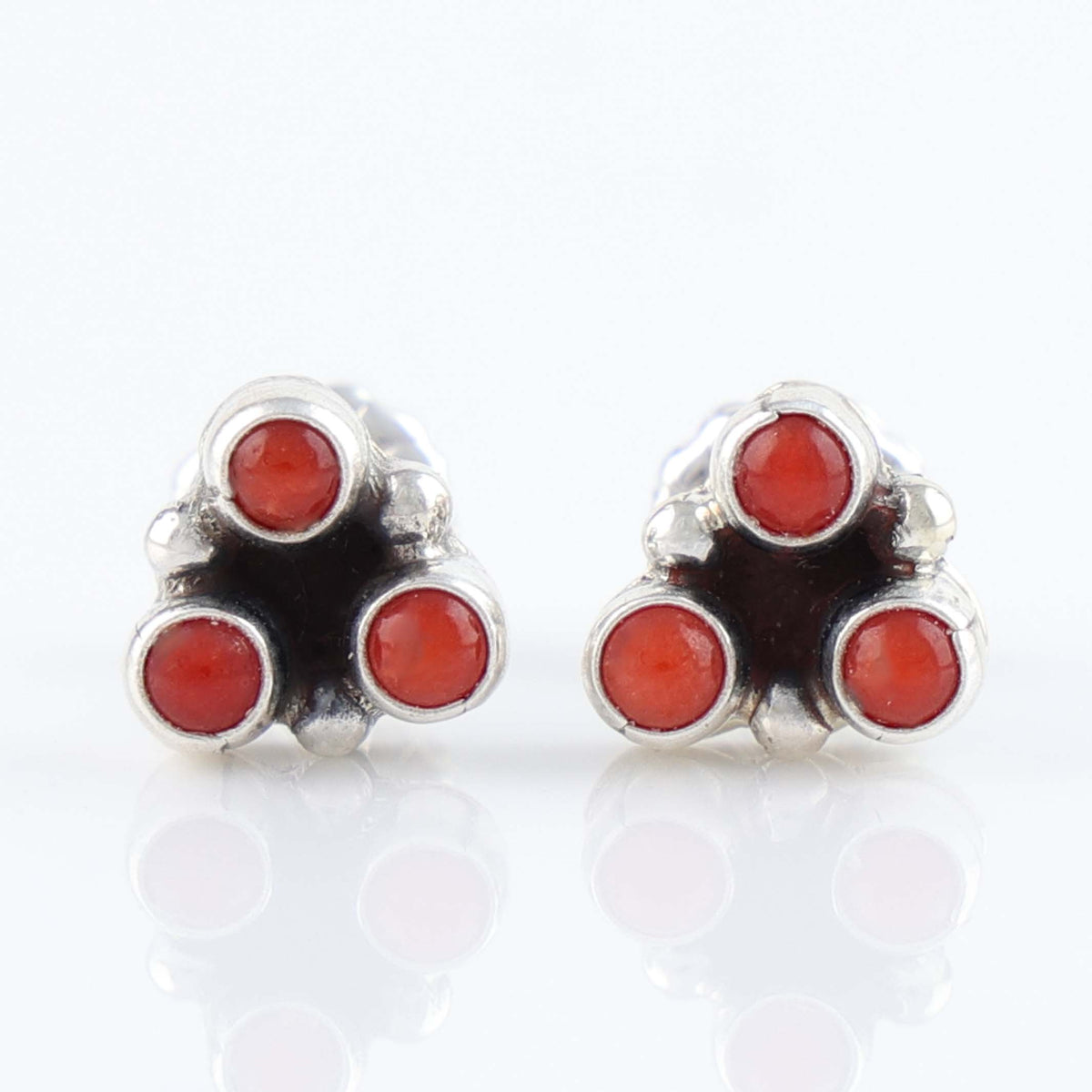 Coral Three-Stone Post Earrings by Don Lucas