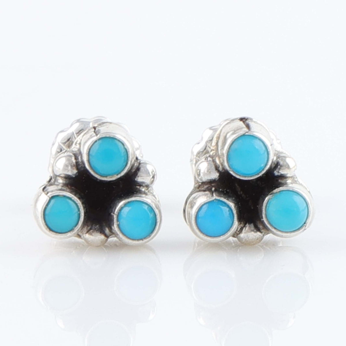 Sleeping Beauty Turquoise Three-Stone Post Earrings by Don Lucas