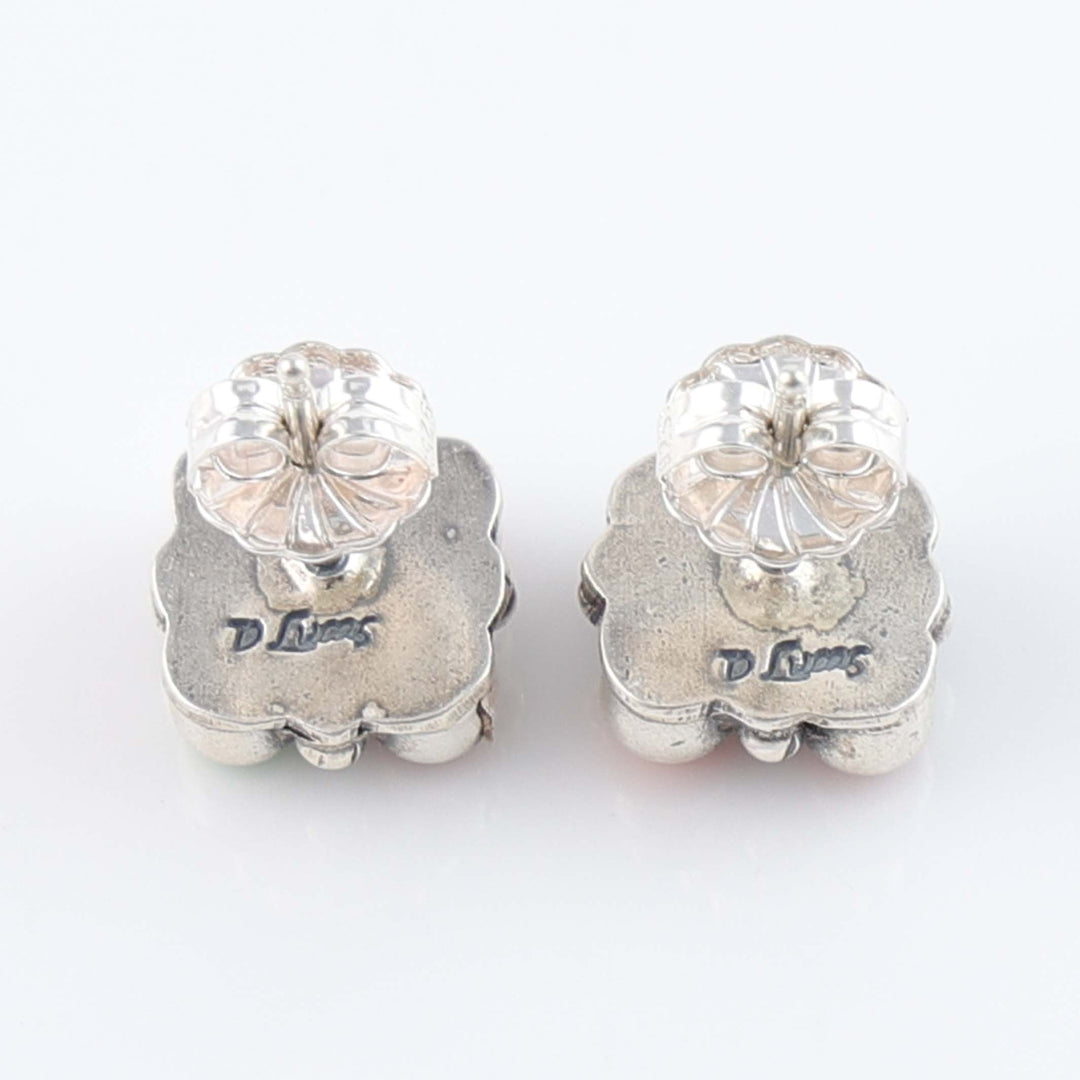 Coral, Spiny Oyster, Gaspeite &amp; Sugilite Post Earrings