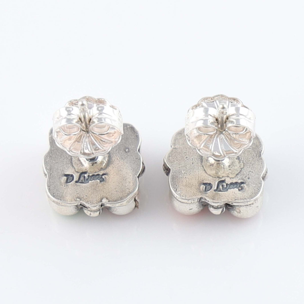 Coral, Spiny Oyster, Gaspeite & Sugilite Post Earrings by Don Lucas