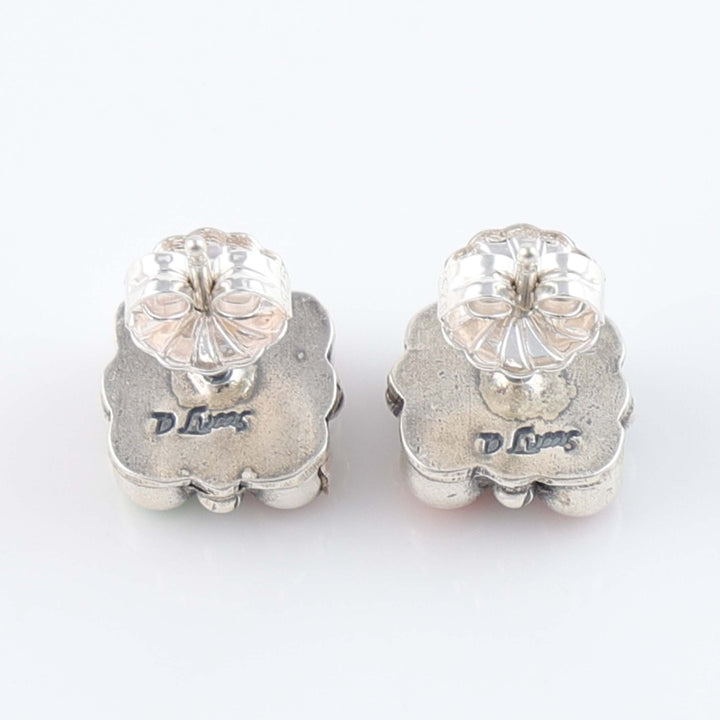 Coral, Spiny Oyster, Gaspeite &amp; Sugilite Post Earrings