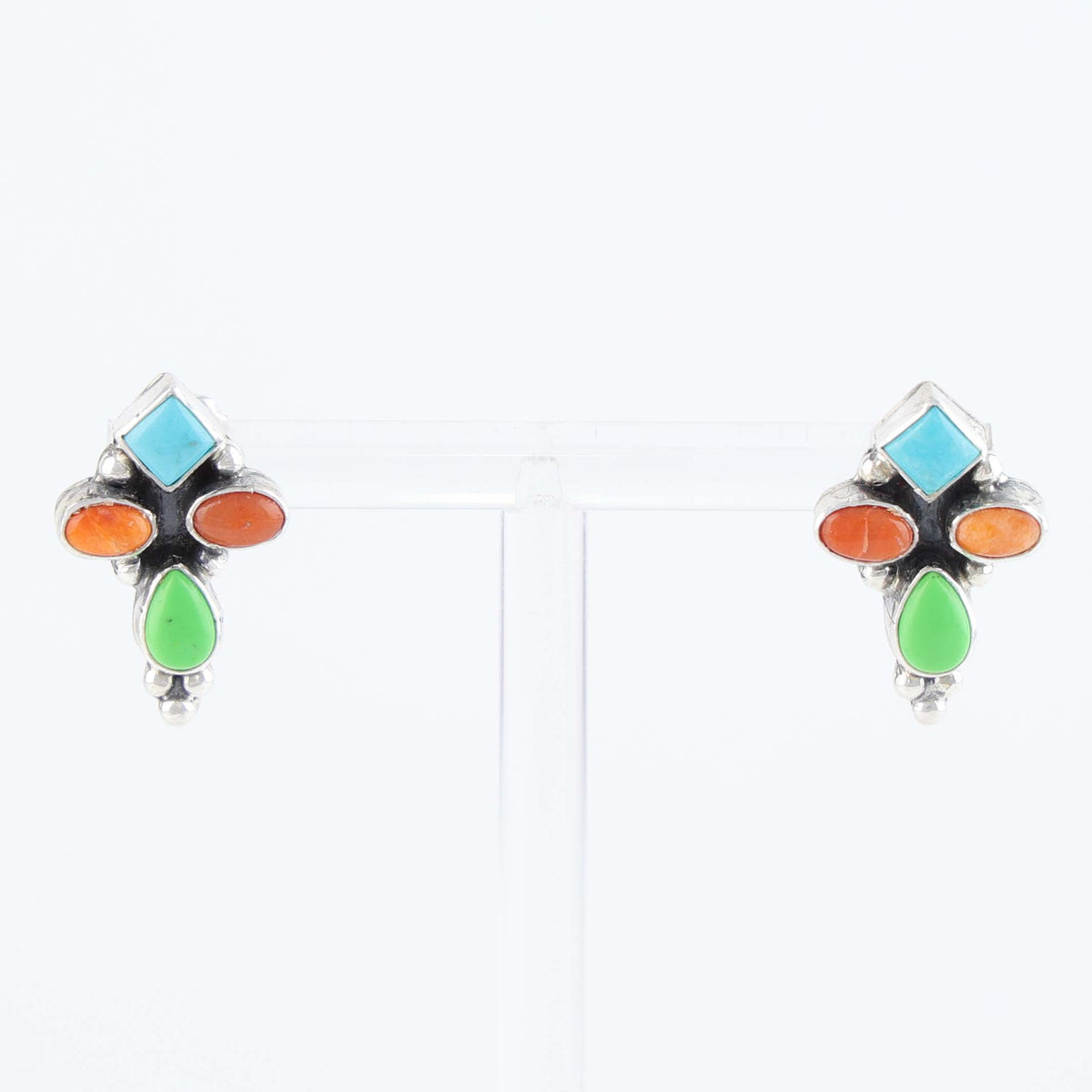 Multi-Stone Cross Post Earrings by Don Lucas